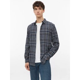 s.Oliver Camasa barbati, in carouri, din amestec de bumbac, Slim fit, Bleumarin inchis (SELECTATI MARIMEA: 3XL)