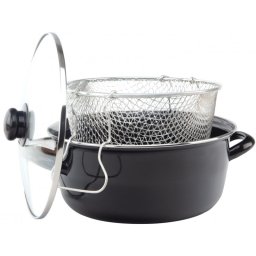 Cratita friteuza cu capac din sticla si cos pentru prajit 26 cm