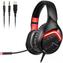 Casti Gaming Somic GS301, Sunet Virtual 7.1, Iluminare RGB, Microfon, Negru/Rosu