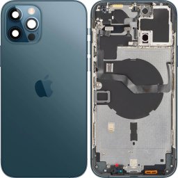 Piese si componente Capac Baterie Apple iPhone 12 Pro Max, Cu Carcasa Mijloc, Albastru (Pacific Blue), Swap