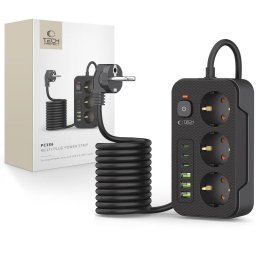 Prelungitor TECH-PROTECT PC3X6 POWER SOCKET 3 USB & 3 TYPE-C & 3 SOCKET 200CM BLACK