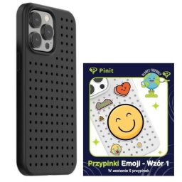 Husa Set Husă Pinit Dynamic + Emoji PiniPhone 14 Pro 6.1" negru/black model 1