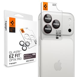 Folie de protectie Camera Spate Spigen GlastR EZ FIT Optik Pro pentru Apple iPhone 18 Pro / 18 Pro Max, Sticla Securizata, Set 2 bucati, Visinie AGL12