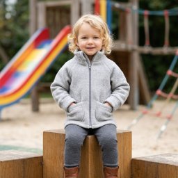 Jachetă din Fleece de Lână pentru Copii (Nedublată),Culoare Gray