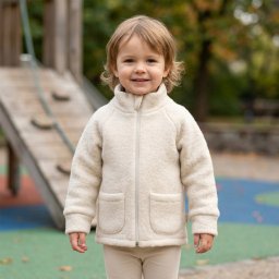 Jachetă din Fleece de Lână pentru Copii (Nedublată),Culoare Ivory