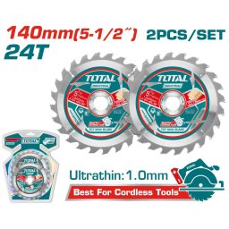 Set 2 panze fierastrau circular TCT pentru lemn TOTAL 140 mm, 24T