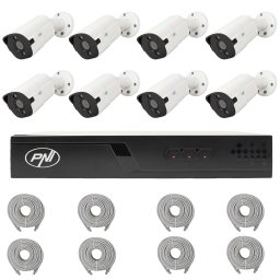 Sistem supraveghere video PNI 4K cu NVR PoE si 8 camere 8MP