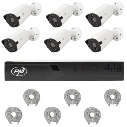 Sistem supraveghere video PNI 4K PoE cu 6 camere 8MP si NVR
