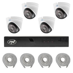 Sistem supraveghere video PNI 4K 8MP cu NVR PoE, 4 camere si cabluri