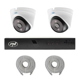 Kit supraveghere video PNI House IP710J PoE cu 2 camere 8MP si cabluri