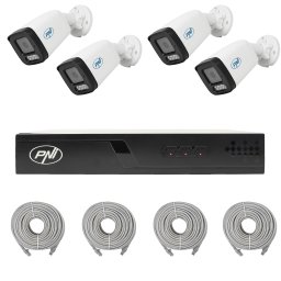 Kit supraveghere video PNI House IP710J cu 4 camere IP515J 5MP si cabluri