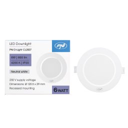 Spot LED incastrat rotund PNI D-Light CL2507, 6W, 4200K, 660 lm