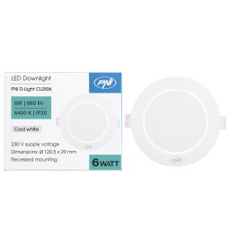 Spot LED incastrabil rotund PNI D-Light CL2506, 6W, 6400K, 120 mm