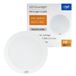 Plafoniera LED PNI D-Light CL2425 24W, 4200K, 2640 lm, rotunda