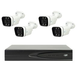 Sistem supraveghere video PNI 4K 8MP cu NVR PoE si 4 camere IP