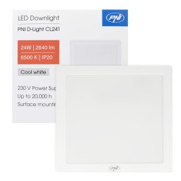Plafoniera LED patrata PNI D-Light CL241 24W, 6500K, 2640 lm, alb