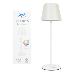 Lampa de masa PNI LTW05 RGB 3W cu baterie si incarcare USB, alba