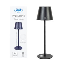 Lampa de masa LED PNI LTB04, 2.5W, USB-C, 150 lm, 3000K, neagra
