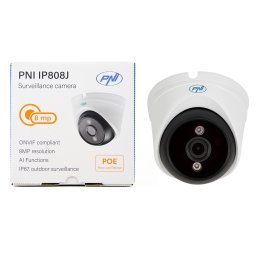 Camera de supraveghere IP PNI IP808J PoE 8MP 4K exterior, lentila 2.8 mm