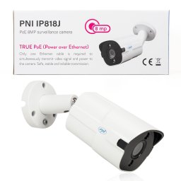 Camera de supraveghere IP PNI IP818J PoE 8MP 4K exterior, lentila 2.8 mm