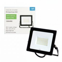 Proiector LED slim PNI GreenHouse WS51 50W, 6400K, 4500 lm, IP65