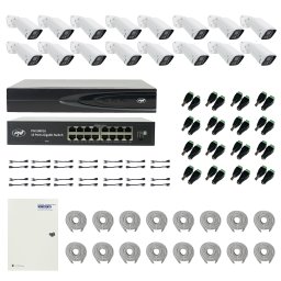 Kit supraveghere video PNI cu 16 camere IP 4MP, NVR si accesorii complete