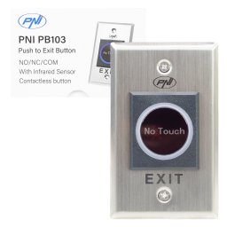 Buton de iesire fara contact PNI PB103, încastrat, metalic, 12V/24V