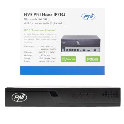 NVR PNI House IP710J, 10 canale 4K 8MP, 4 canale PoE