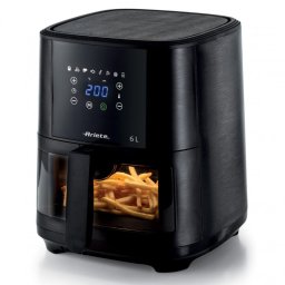 Friteuza cu aer cald Ariete MAXI 4626/00, 1300 W, 6 L, 8 programe, 35-200°C, Panou tactil LCD, Negru