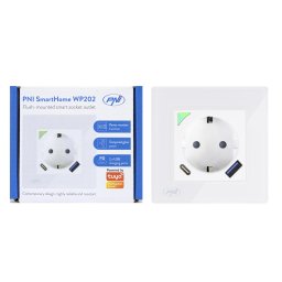 Priza inteligenta WiFi PNI SmartHome WP202 încastrata cu USB si Tuya