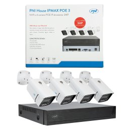 Kit supraveghere video PNI House IPMAX POE 3 cu 4 camere IP 3MP