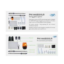Kit automatizare porti batante PNI MAB300LR cu 2 motoare 40W si telecomenzi