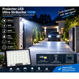 Proiector LED Ultra-Stralucitor 100W, 9000 lm, 9000K, IP66, 126 LED-uri