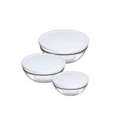 Set 3 boluri din sticla cu capac, Pasabahce 97314, 0.59 L, 1.1 L, 1.7L