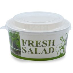 Set 50 Boluri pentru salata din carton, cu capac, Capacitate 1100 ML, Model Fresh, meniu fast food la pachet
