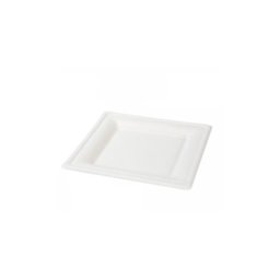 Set farfurii patrate albe, biodegradabile, 20x20 cm, 50 buc