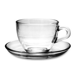 Set de cafea, Pasabahce 97984, 12 piese, 6 cesti si 6 farfurioare, sticla, 90 ml