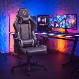 Scaun gaming TitanForce, ergonomic, perne lombara si gat, cotiere 2D, negru gri, 110 kg Titlu URL: