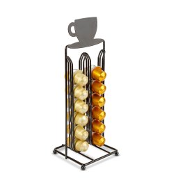 Suport capsule cafea Nespresso 28 capsule, metal, negru mat, organizator vertical pentru espressor