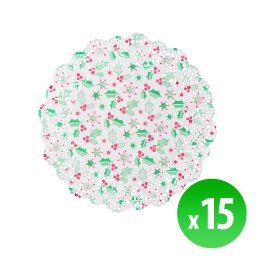 Set suporturi farfurie Craciun hartie 15 buc, 21,5 cm