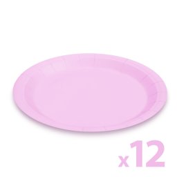 Farfurii carton roz 23 cm, set 12 buc, farfurii de unica folosinta pentru petreceri