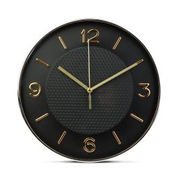 Ceas perete analog silentios, 25 cm, sticla, design modern, functionare baterie AA, negru