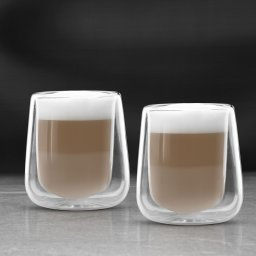 Set 2 pahare sticla dubla, 300 ml, termorezistente, cafea/ceai, transparent, borosilicat
