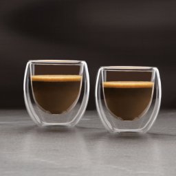 Set 2 pahare sticla dubla, 80 ml, termorezistente, espresso cafea, transparent, borosilicat