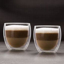 Set 2 pahare sticla dubla, 250 ml, termorezistente, transparent, borosilicat