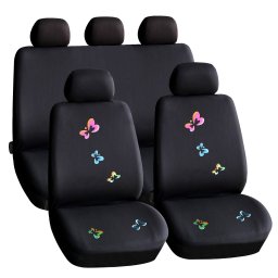 Huse scaune auto universale set 9 piese fluturi negru lavabile compatibil airbag
