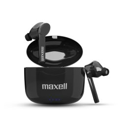 Casti wireless Maxell BT Dynamic TWS, Bluetooth 5.0, ultra bass, cu incarcare USB-C, negru