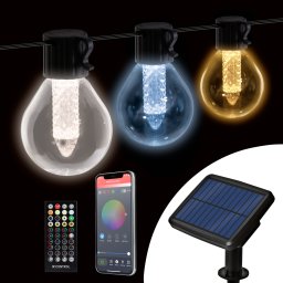 Sir luminos solar inteligent 15 LED, 7.5 m, Bluetooth, lumina reglabila, exterior IP65