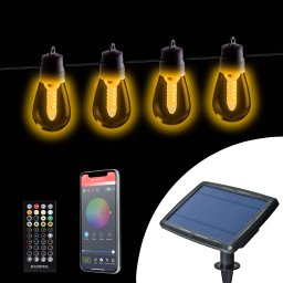 Sir luminos solar inteligent 25 LED, 13.6 m, Bluetooth, lumina reglabila, exterior IP65