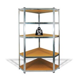 Raft Metalic de Colt cu 5 Polite, 180 x 90 x 30 cm, Capacitate 175 kg / Polita